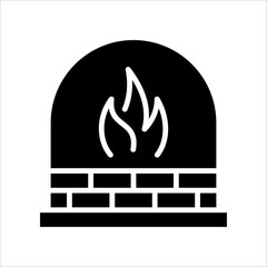 Solid vector icon for fireplace which can be used various design projects.