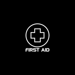  First aid icon  isolated on black background 
