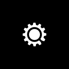 Gear search icon isolated on black