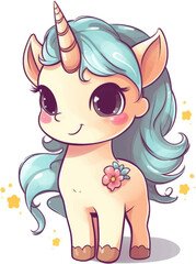 Unicorn watercolor for kids, easy to draw, childish style, cute