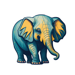 Elephant Sticker illustration, Png Image Ready To Use. Animal Sticker Design Series