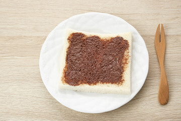 Sliced Loaf White Bread with Chocolate for breakfast
