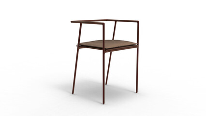 steel chair angle view with shadow 3d render