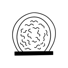 Stargate icon. Teleport. Vortex energy in a circular frame. Technology of the future and the universe. Vector black and white isolated illustration hand drawn doodle