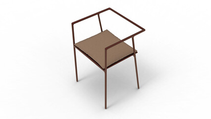 steel chair top view with shadow 3d render