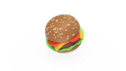 burger top view without shadow 3d render