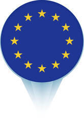 Map pointer with flag of European Union.