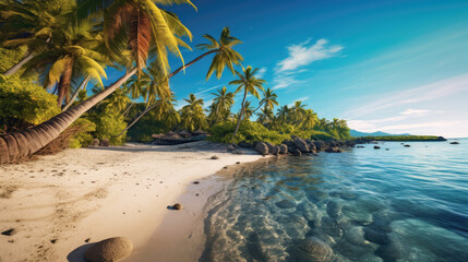 Beach on a tropical island. Generative AI