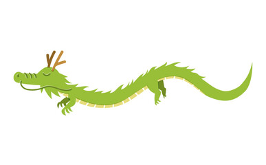 Obraz premium 干支 辰のイラスト 版ずれ 空飛ぶ姿 羽無し 