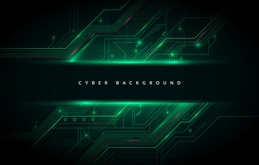 Electronic Cyber Technology Background With Black Banner