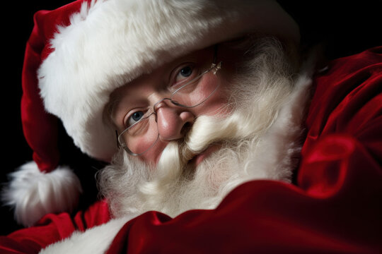 Santa Claus in Close-Up Portrait for Festive Cheer - Photo Art Created with Generative AI and Other Techniques