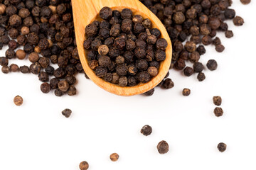 Black pepper isolated on the white background