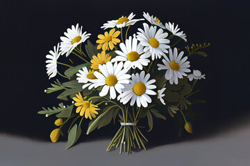 bouquet of yellow and white daisies. Generative Ai