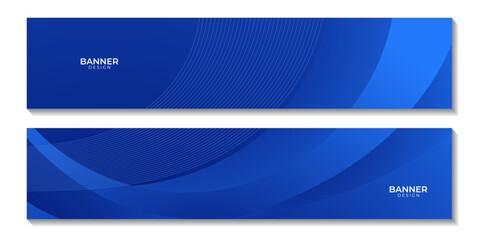 set of banners with abstract blue wave gradient background with lines