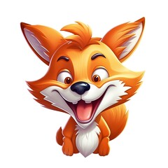 Smiley face cartoon fox with a happy expression on its face Generative AI 