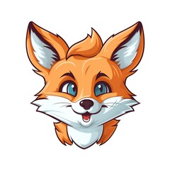Smiley face cartoon fox with a happy expression on its face Generative AI 