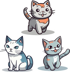 Cute kitten cartoon vector illustration