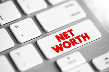 Net Worth text button on keyboard, business concept background