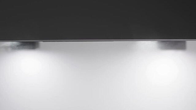 Smokes near ceiling in domestic kitchen flowing, close up view
