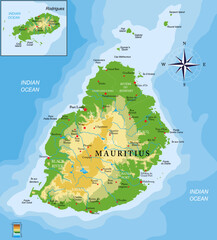 Mauritius islands physical map - 605621121