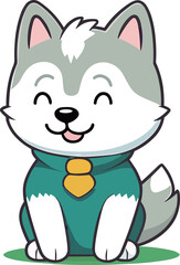 Cute husky cartoon portfolio illustration