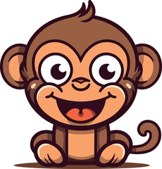 Cute monkey cartoon vector illustration, logo