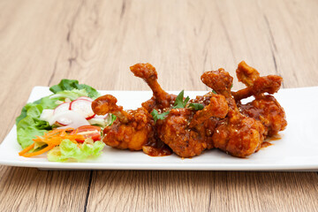 Buffalo wings, fried BBQ chicken
