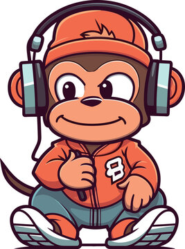 Hip hop monkey image cartoon illustration