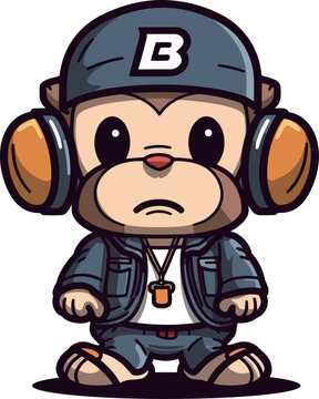 Hip hop monkey image cartoon illustration