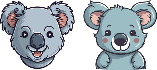Cute koala cartoon vector illustration, logo