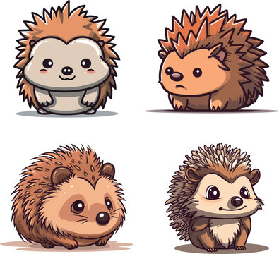 Cute cartoon hedgehog vector illustration