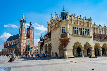 Krakow, Poland - 08/08/2020 - cloth halls in the Krakow market