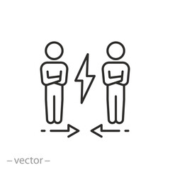 conflict between people icon, tension in community, disagreement or quarrel, divorce family, thin line symbol - editable stroke vector illustration