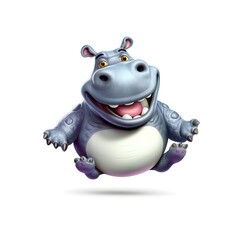 Cartoon hippo hippopotamus mascot with smiley face Generative AI 