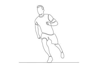 Fototapeta na wymiar Continuous line drawing of a man doing running sport vector illustration. Premium vector. Stock illustration.