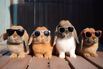 Generative AI Image of Rabbits Wearing Sunglasses