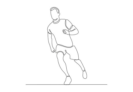 Continuous line drawing of a man doing running sport vector illustration. Premium vector. Stock illustration.