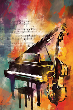Ai generated illustration abstract International world jazz day poster design