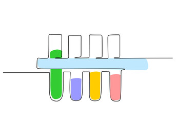 Test tube - Laboratory equipment and tools object, one line drawing continuous design, vector illustration for science and education.