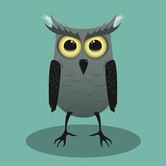 Cute baby owl mascot kawaii cartoon bird illustration