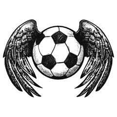 soccer ball with wings vector sketch