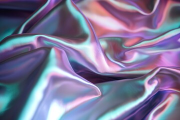Beautiful holographic textile with folds. Vivid, vibrant colors. Iridescent backdrop. Trendy design. Abstract background. Generative AI.