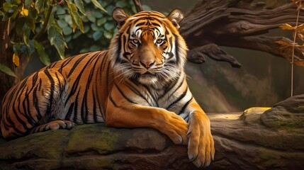 Colorful tiger illustration. Generative AI