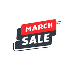 March sale. Vector banner label design. Special offer.