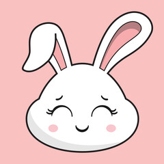 Rabbit Smile Face Bunny Head Kawaii Sticker