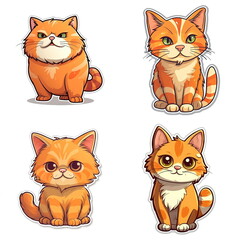 sticker cartoon of cat, white background