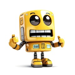 Fototapeta premium A robot cartoon mascot with smiley face Generative AI 