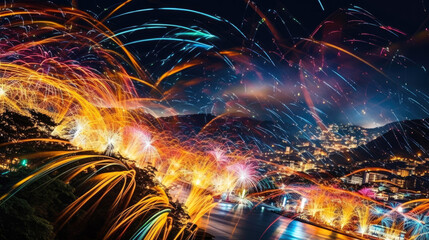Obraz na płótnie Canvas Colorful fireworks. Generative AI