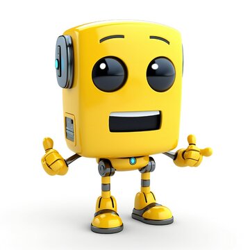 A robot cartoon mascot with smiley face Generative AI 