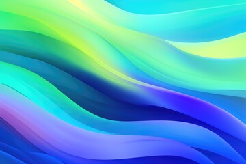 Abstract wavy and colorful gradient background with vibrant light indigo and green colors. Generative AI